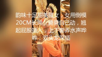 韵味十足甜美骚女，女用倒模20CM长屌，骑乘自己动，翘起屁股插入，上下套弄水声哗哗，双头龙深插