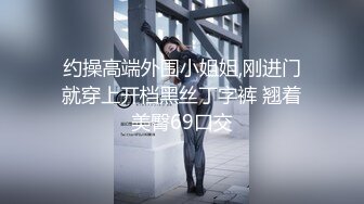 约操高端外围小姐姐,刚进门就穿上开档黑丝丁字裤 翘着美臀69口交